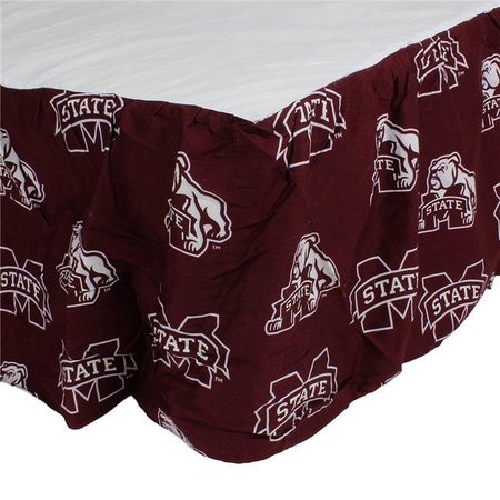 COLLEGE COVERS College Covers MSTDRQU Mississippi State Bulldogs Printed Dust Ruffle; Queen Size MSTDRQU